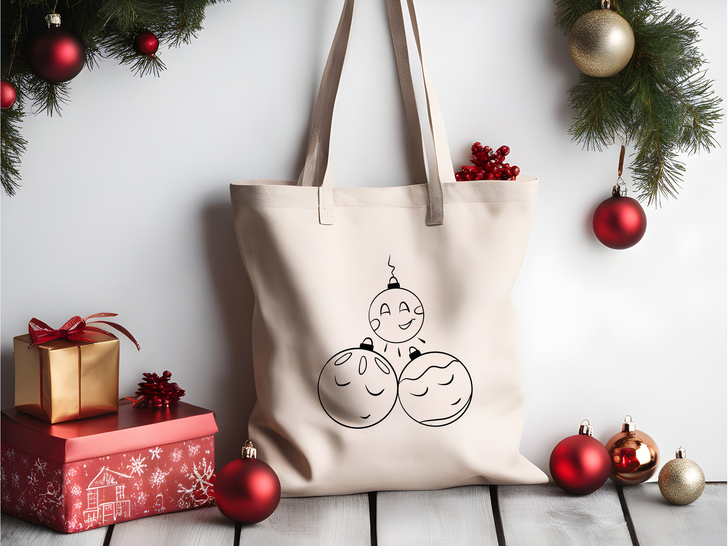 Stoffbeutel zum Ausmalen - Weihnachtskugeln
