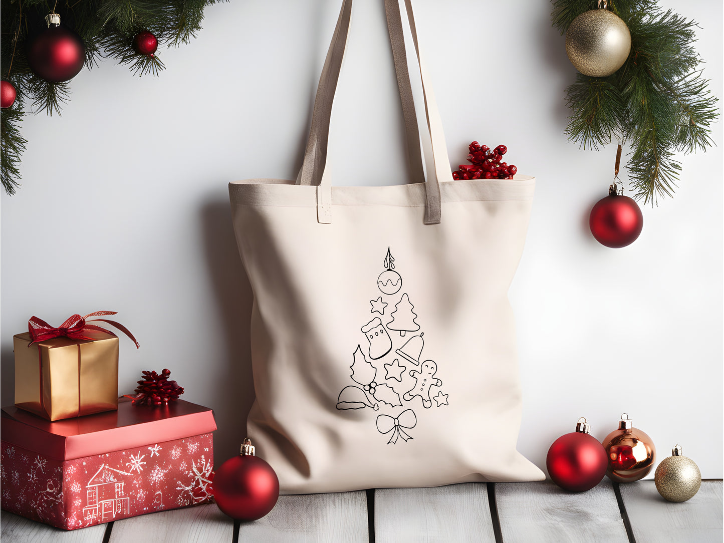 Stoffbeutel zum Ausmalen - Weihnachtsallerlei