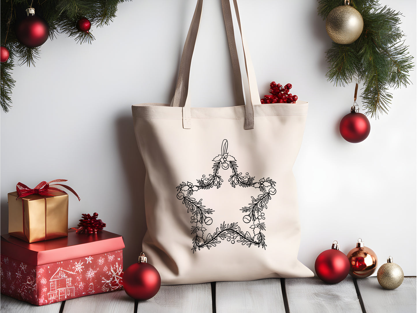 Stoffbeutel zum Ausmalen - Weihnachtsstern