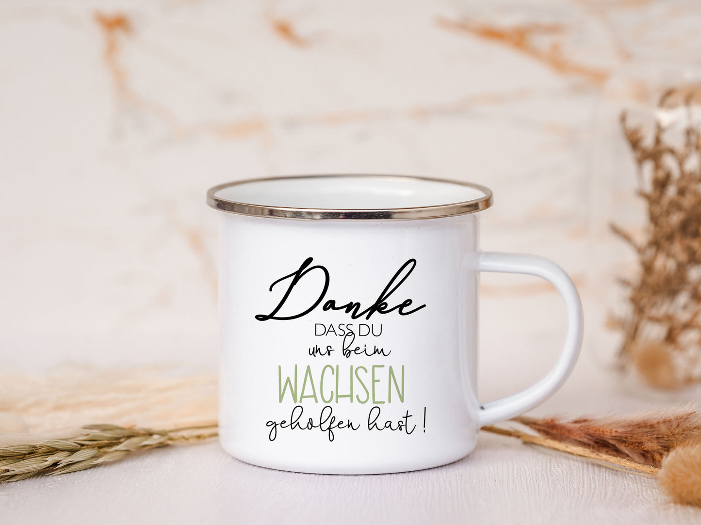 Personalisierte Emaille Tasse - Danke Erzieher