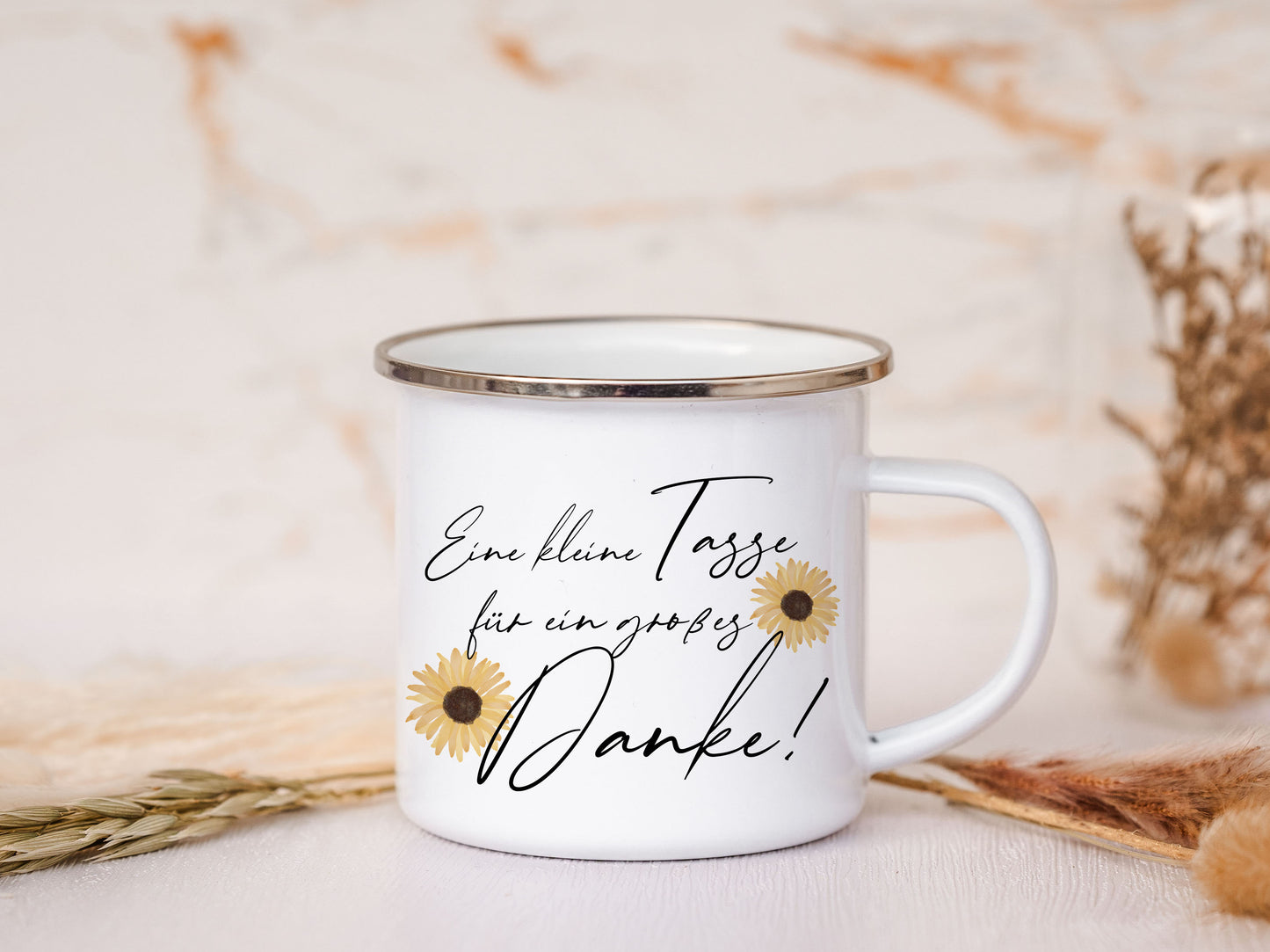 Personalisierte Emaille Tasse - Danke