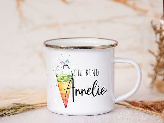 Emaille Tasse personalisiert - Schulkind
