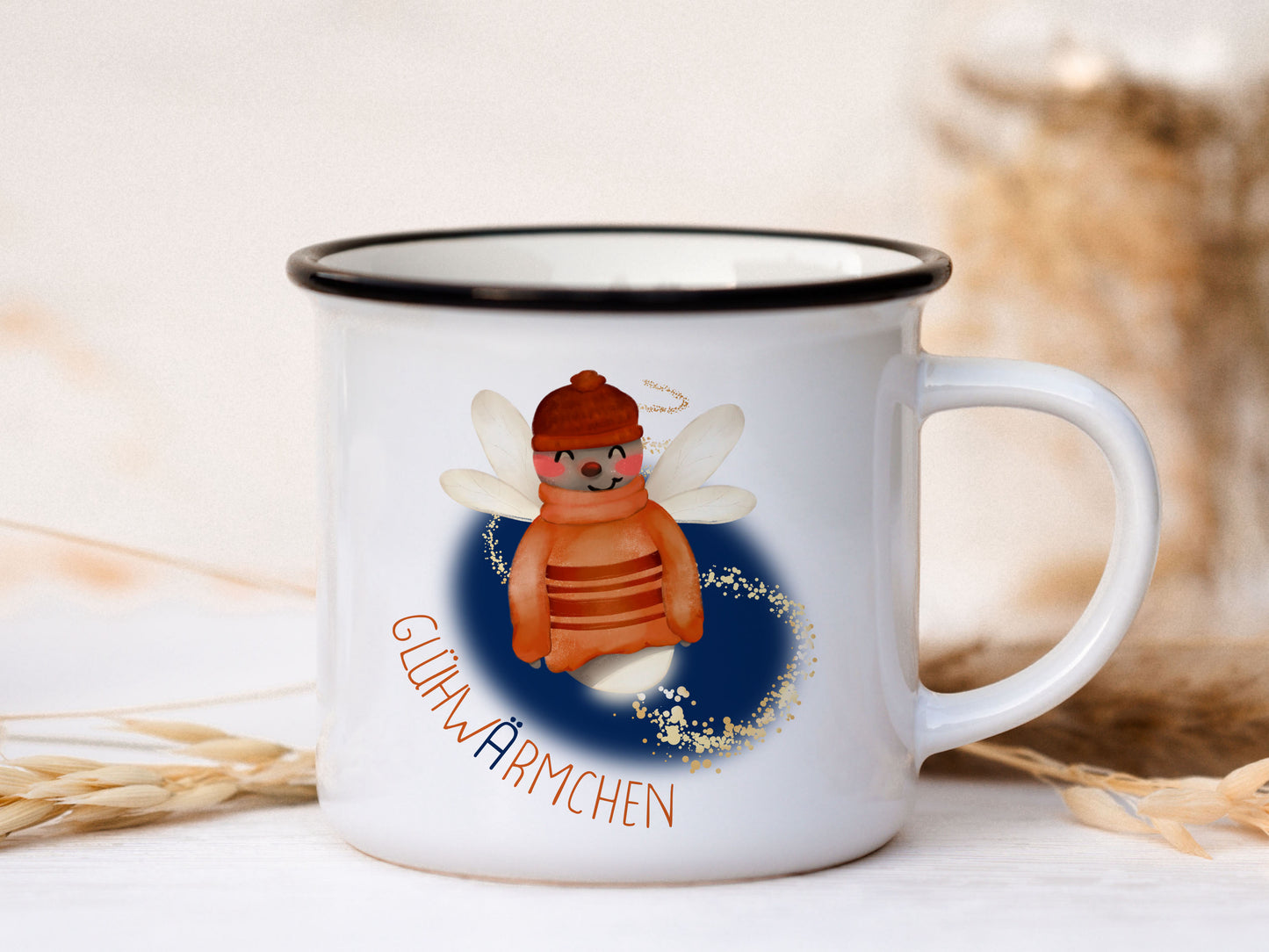 Keramik Tasse personalisiert - Glühwärmchen