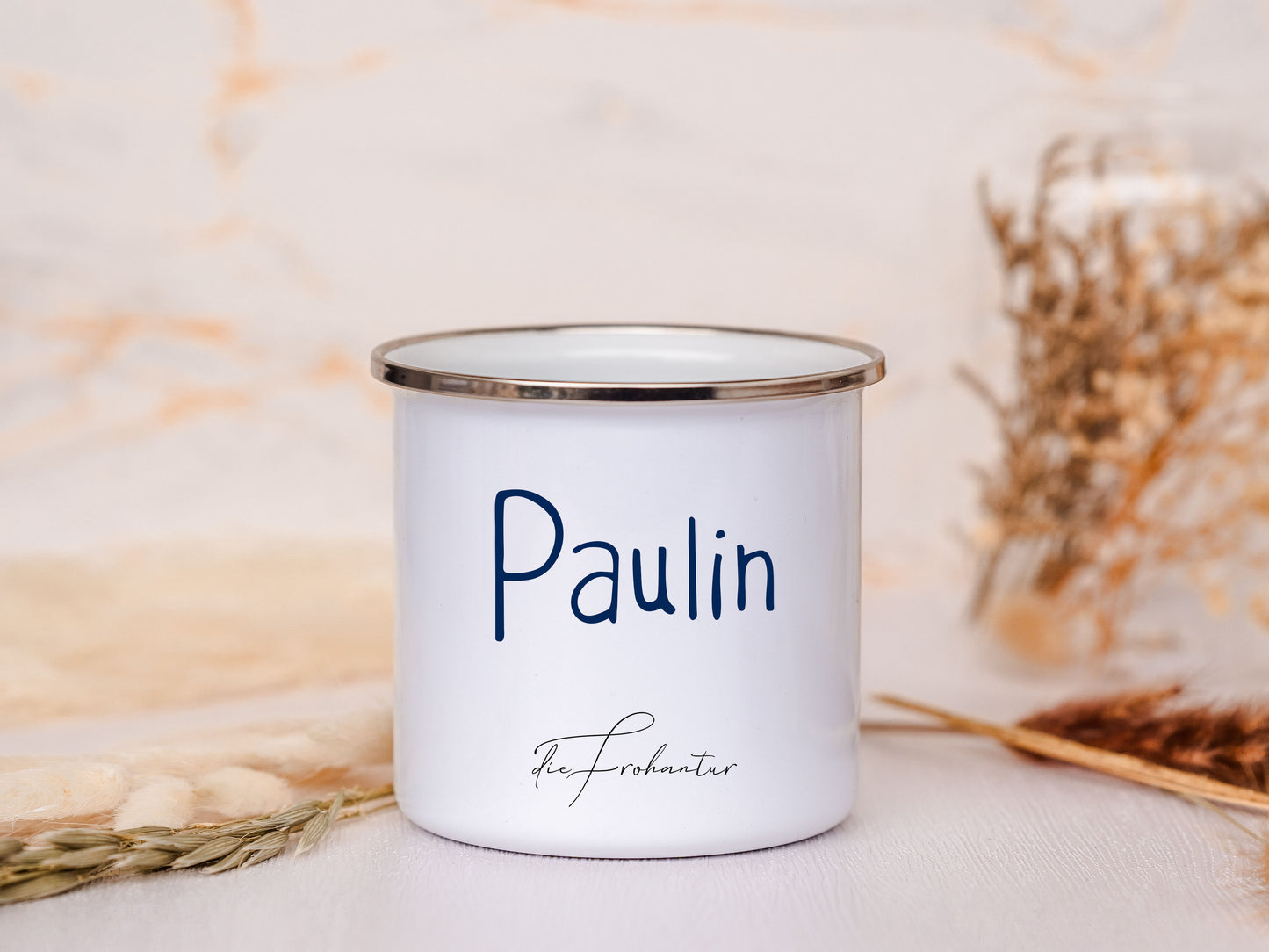 Emaille Tasse personalisiert - Glühwärmchen