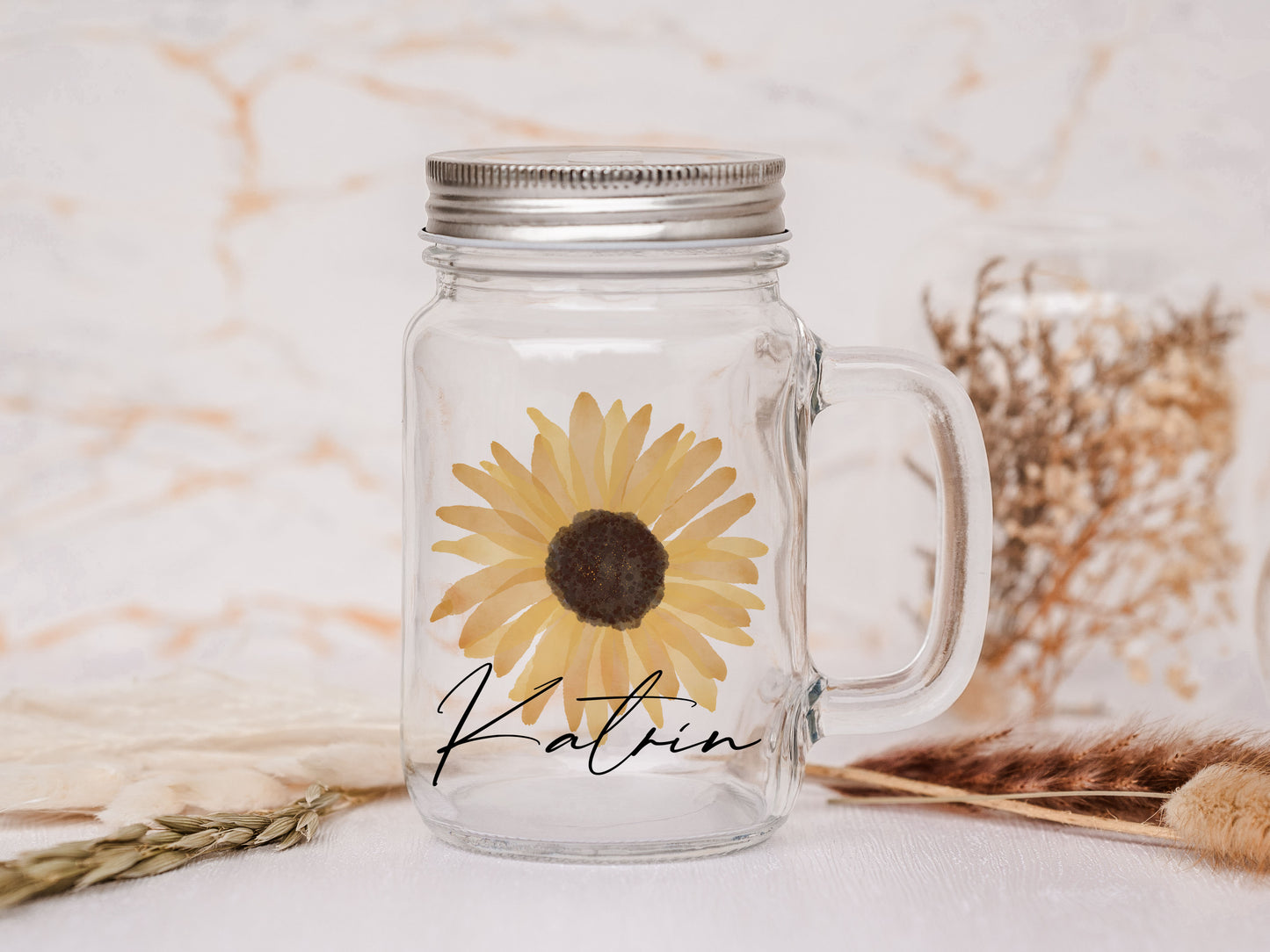 Henkelglas personalisiert - Sonnenblume