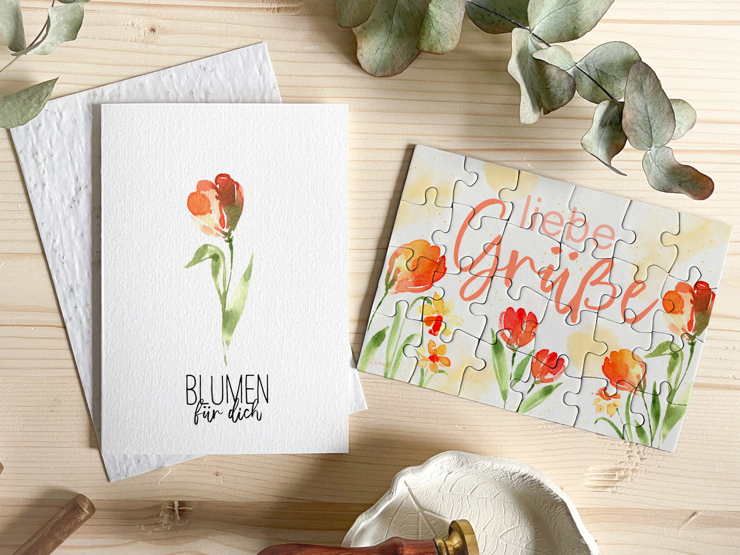Grußkarte mit Puzzle - "Liebe Grüße"