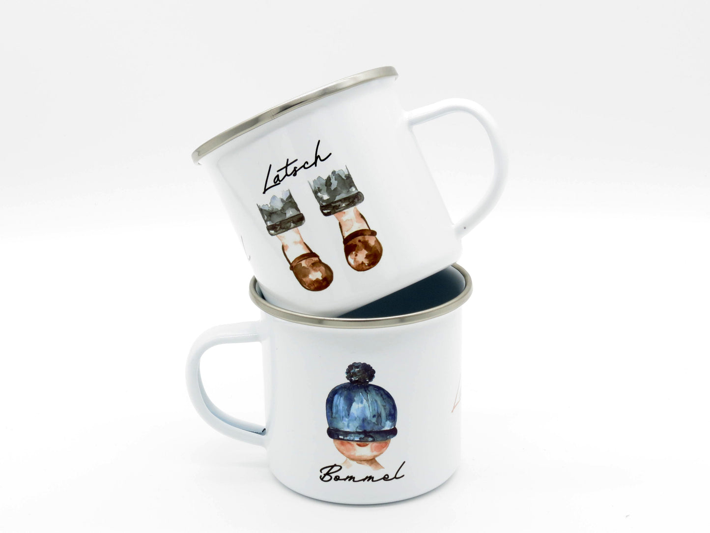 Emaille Tassen Set "Latsch & Bommel"