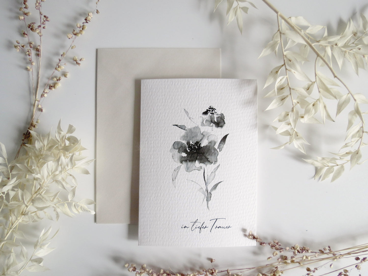 Trauerkarte mit Umschlag - "in tiefer Trauer"