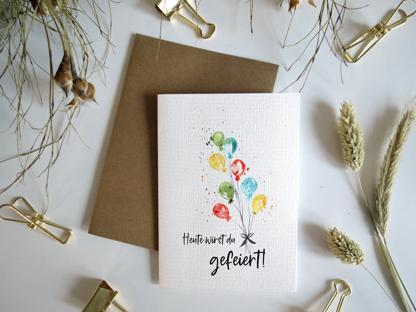 Grußkarte mit Umschlag - "Luftballons"