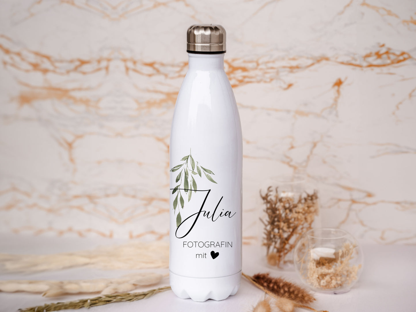 Thermoflasche personalisiert - Blätterranke