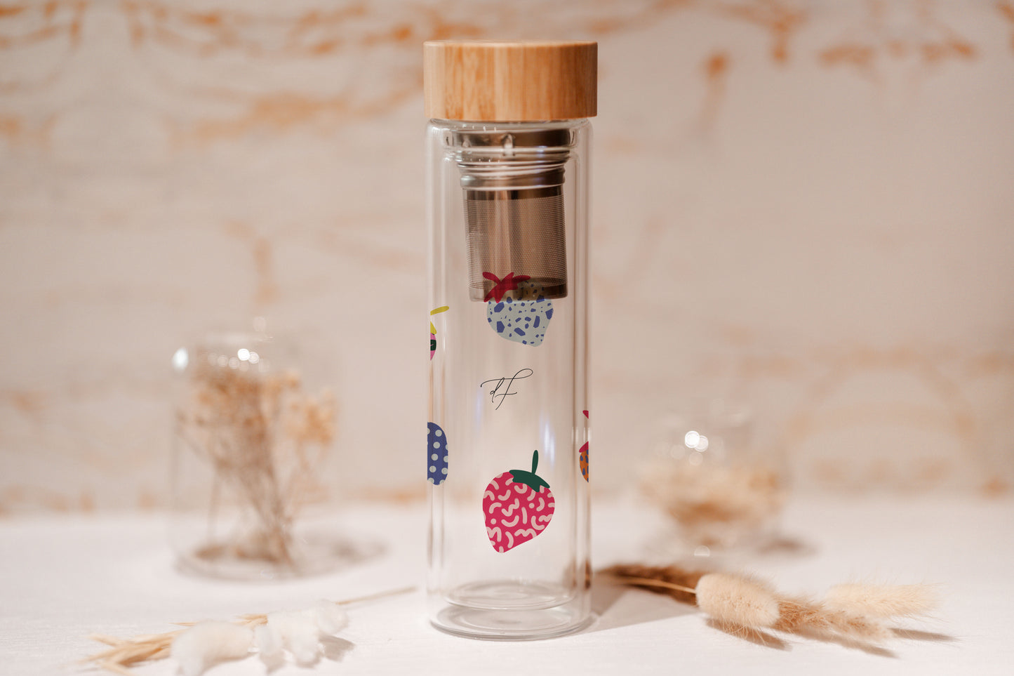 Glasflasche personalisiert - Erdbeere