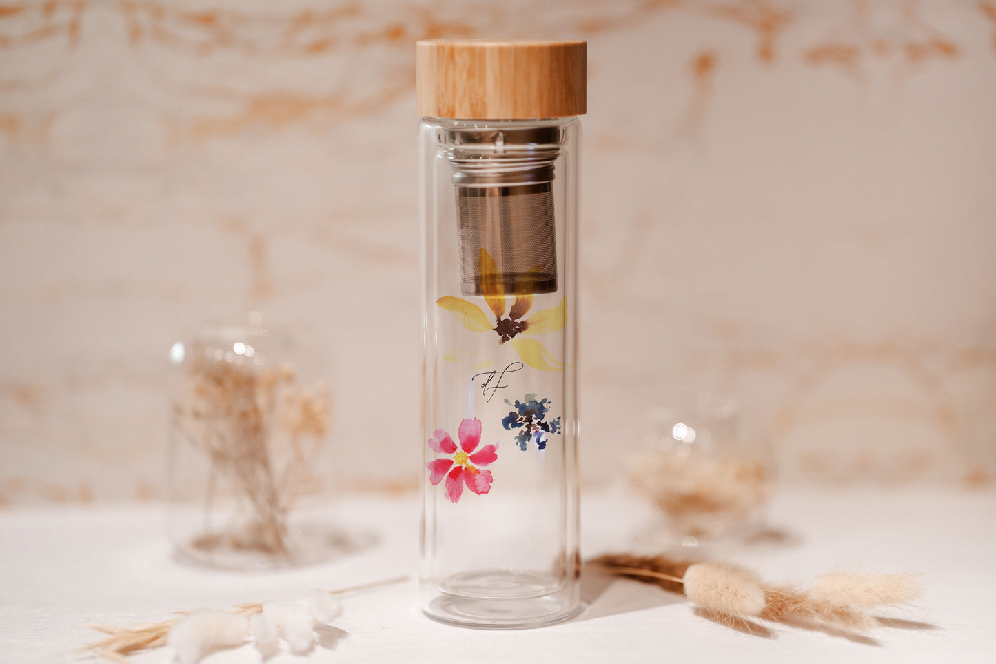 Glasflasche personalisiert - Streublumen
