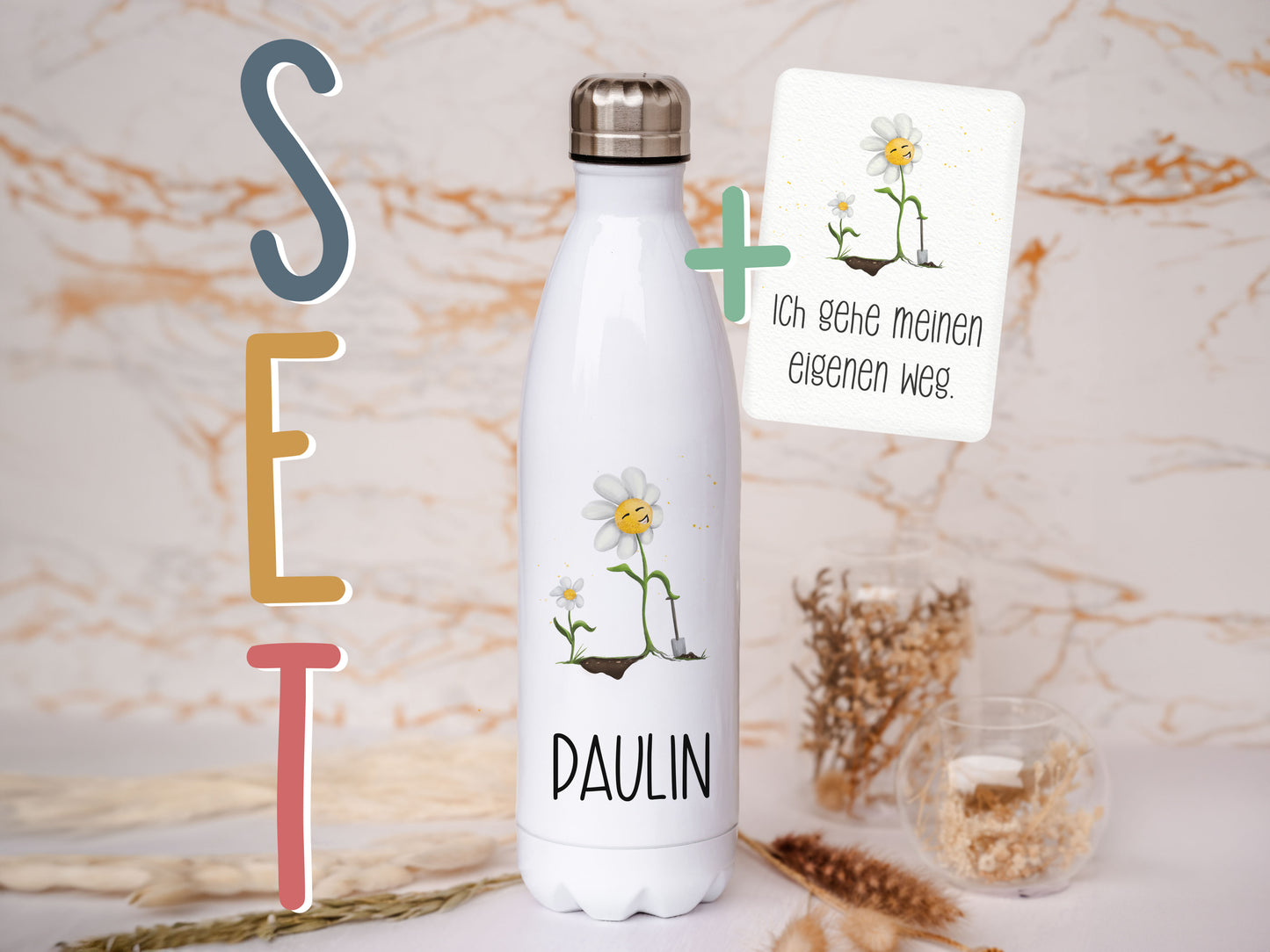 Thermoflasche personalisiert - Blume