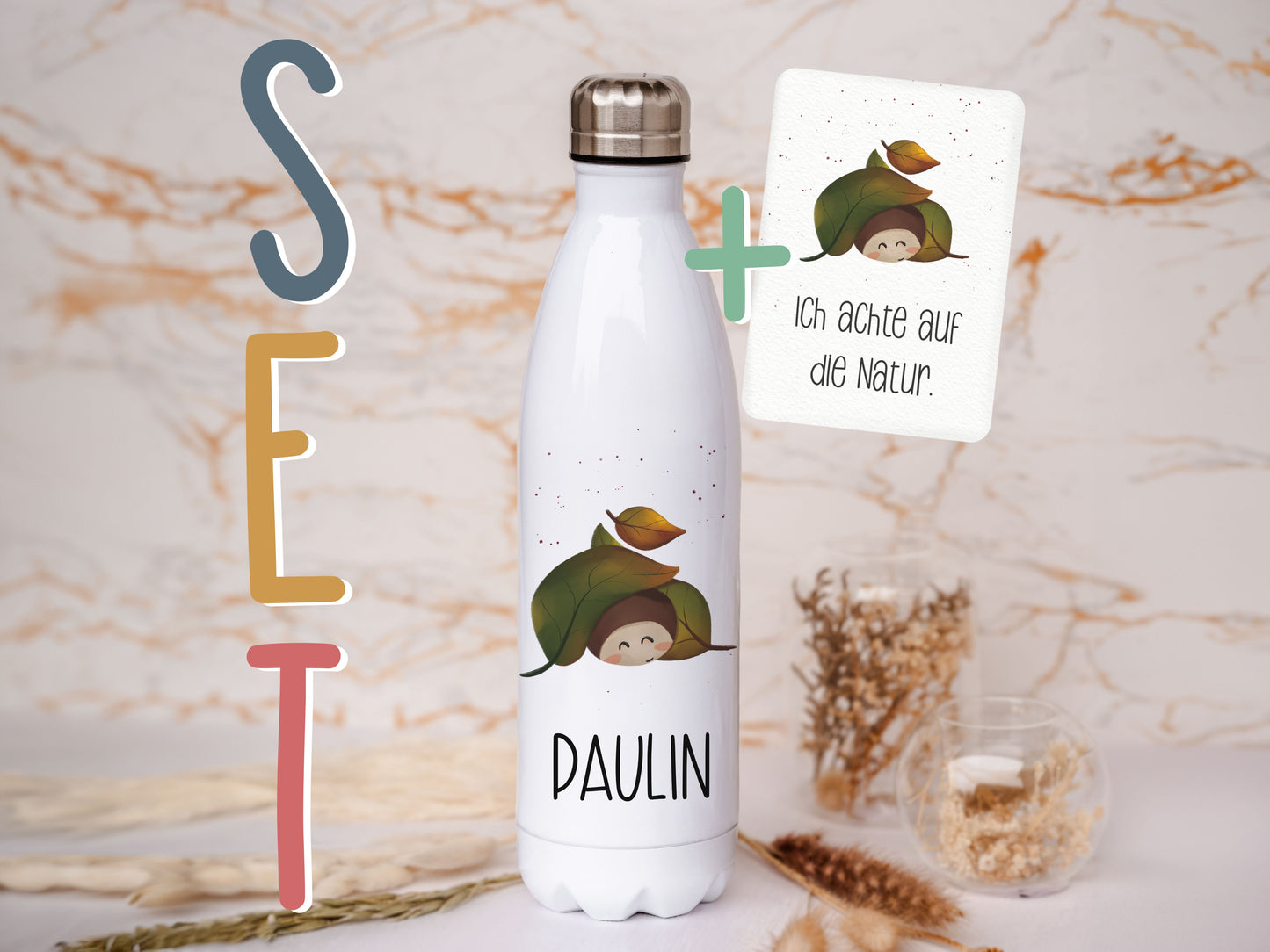 Thermoflasche personalisiert - Kastanie