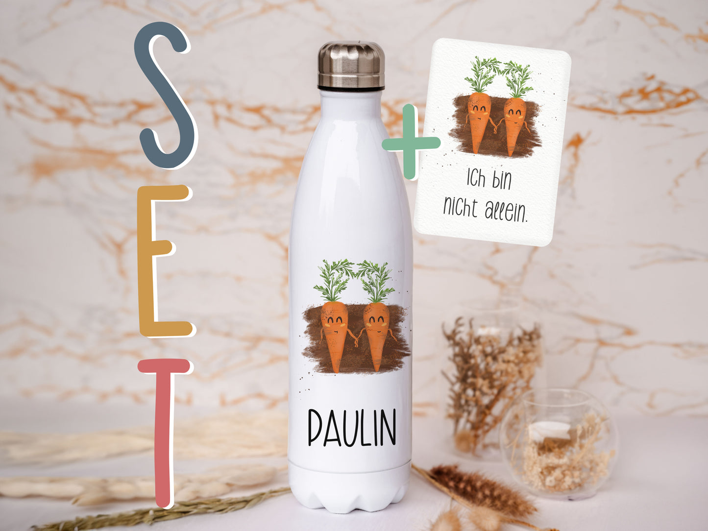 Thermoflasche personalisiert - Möhren
