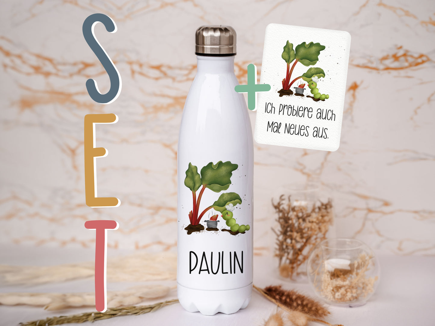 Thermoflasche personalisiert - Raupe