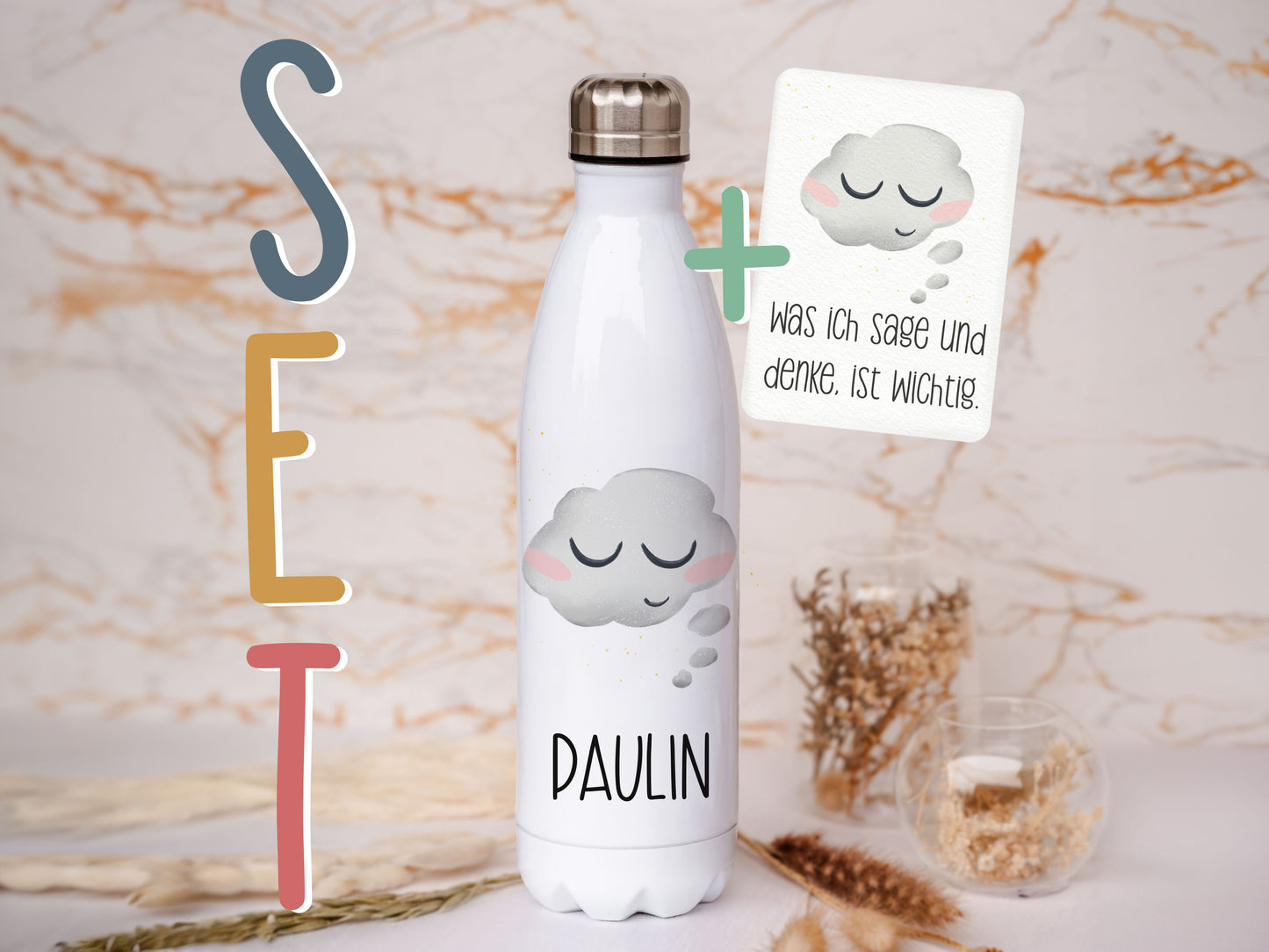 Thermoflasche personalisiert - Wolke