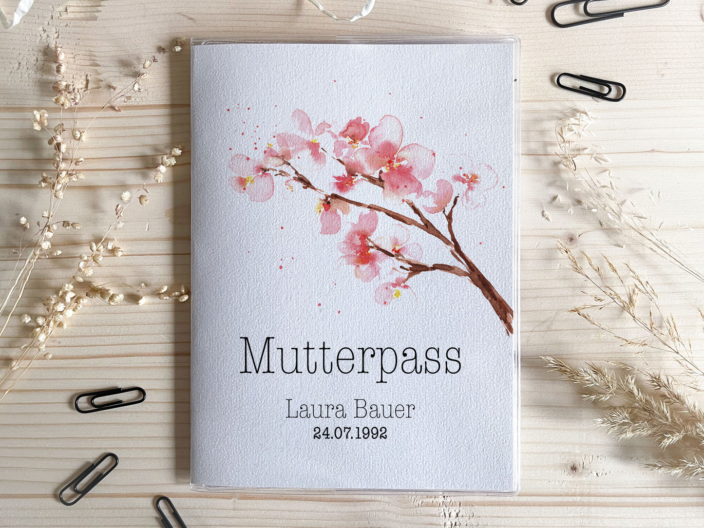 Mutterpasshülle - personalisiert Kirschblüte