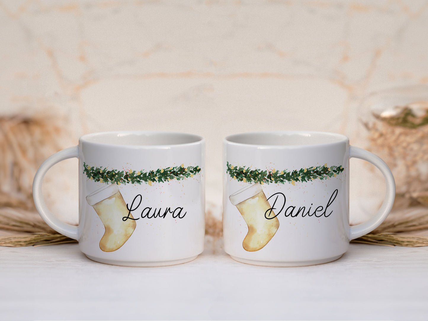 Keramik Tasse personalisiert - Weihnachtsstrumpf