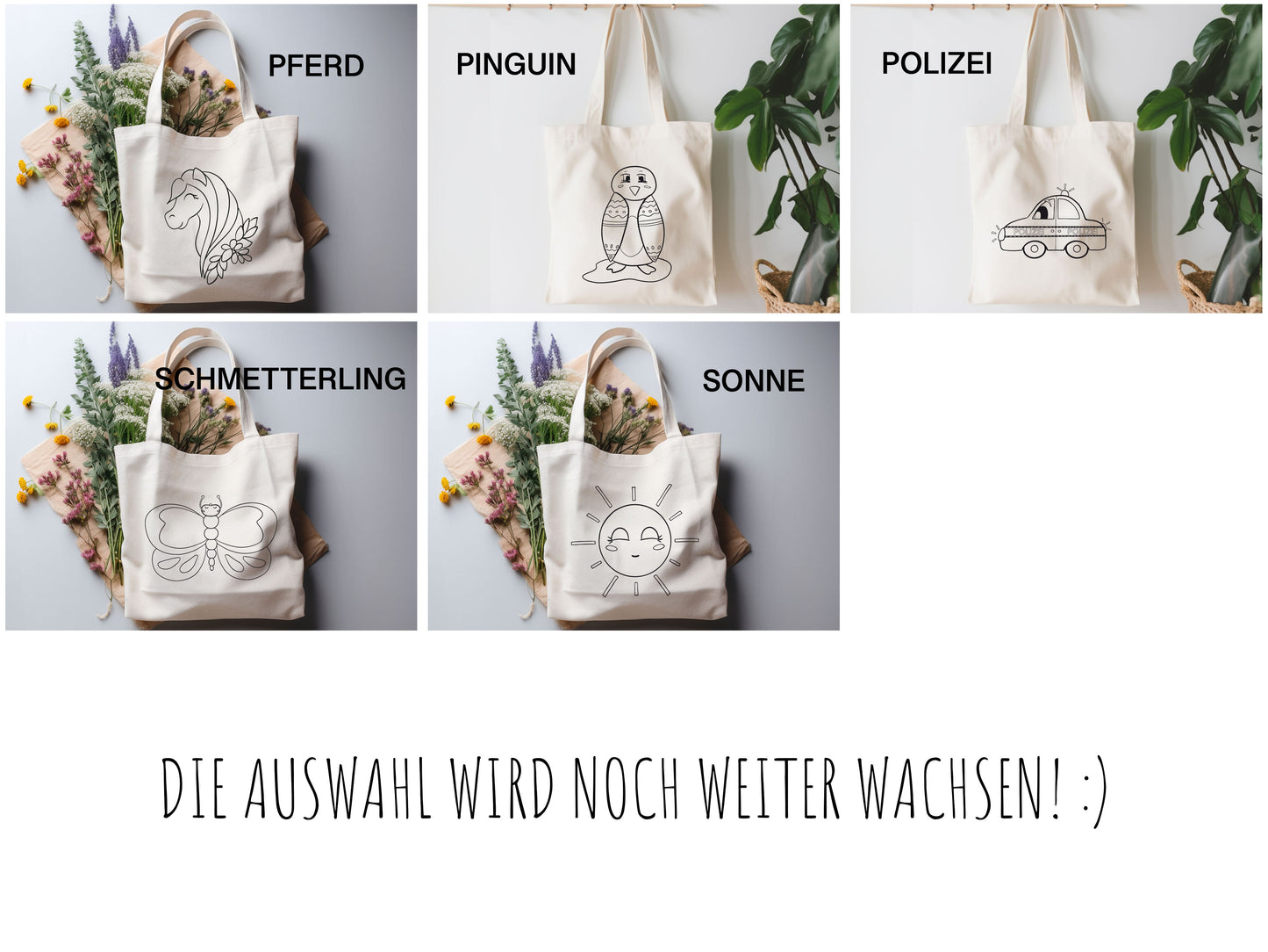 Stoffbeutel zum Ausmalen - SET