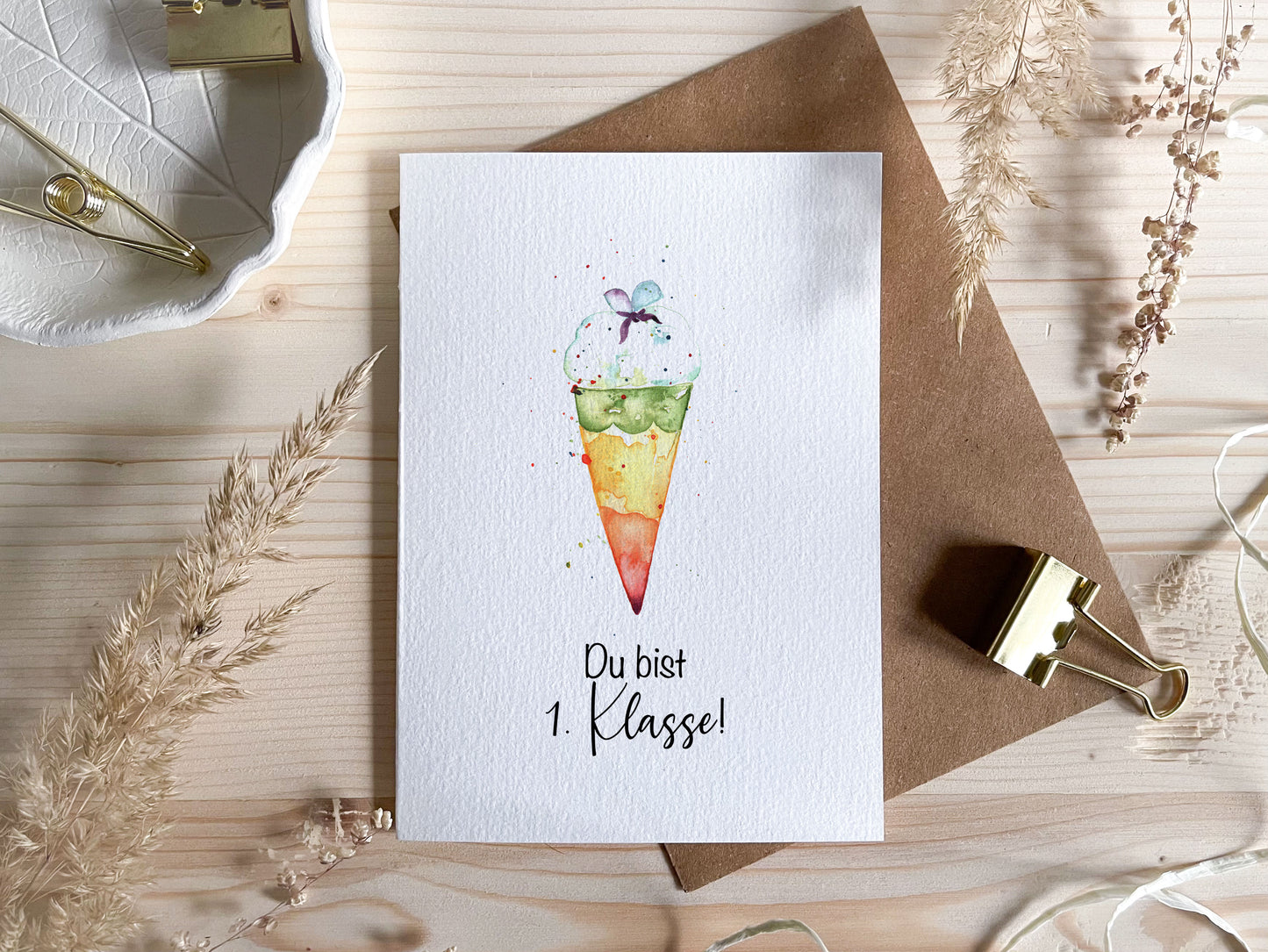 Grußkarte mit Umschlag - Einschulung