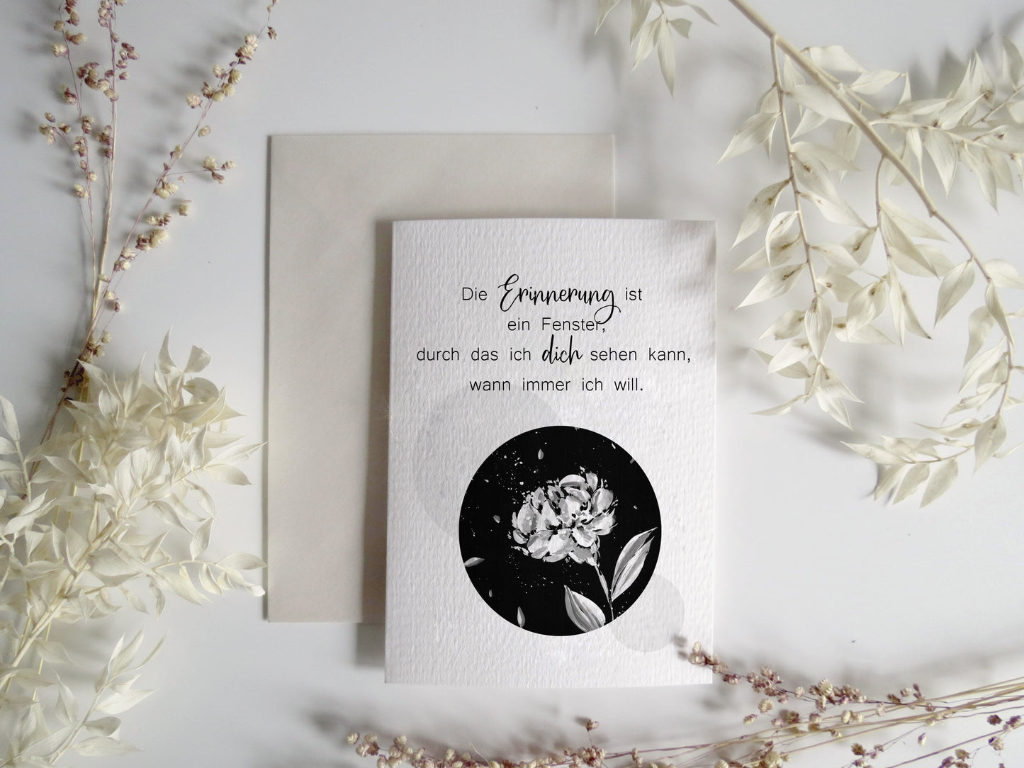 Trauerkarte mit Umschlag - "Erinnerung"