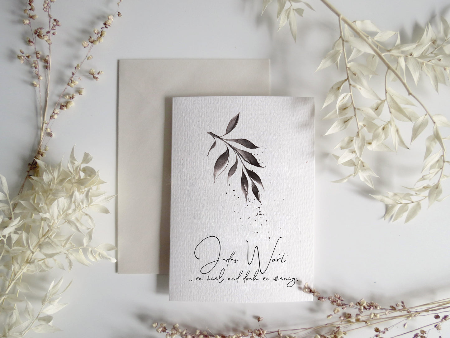 Trauerkarte mit Umschlag - "jedes Wort"