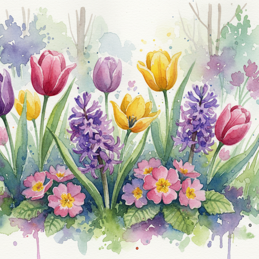 frühblüher aquarellmalerei