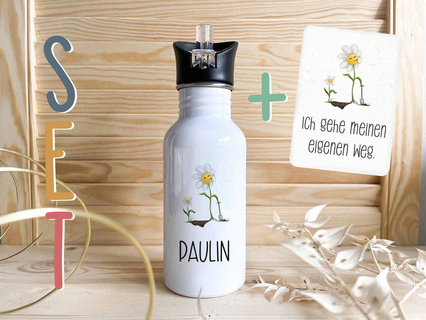 Trinkflasche personalisiert - Blume