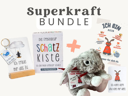 SUPERKRAFT BUNDLE . Super-Hasen-Set & 31 Mutmachkarten "Schatzkiste"