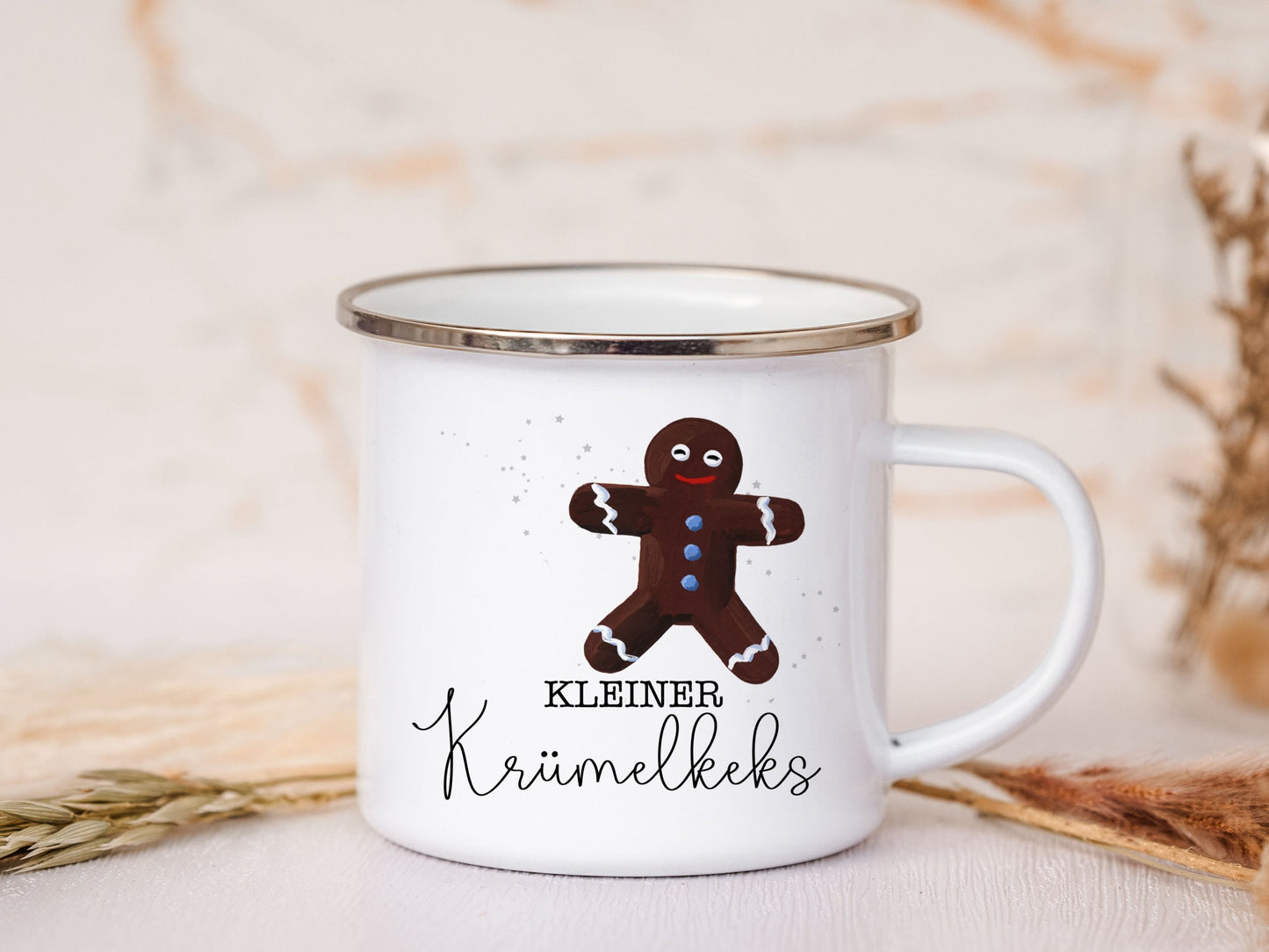 Emaille Tasse personalisiert - Kleiner Krümelkeks