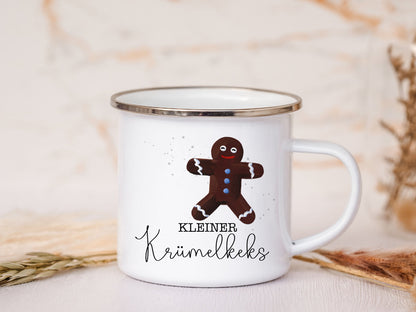 Emaille Tasse personalisiert - Kleiner Krümelkeks