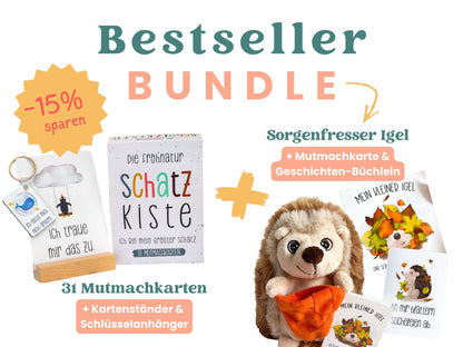 BESTSELLER BUNDLE mit dem Igel-Set & 31 Mutmachkarten "Schatzkiste"