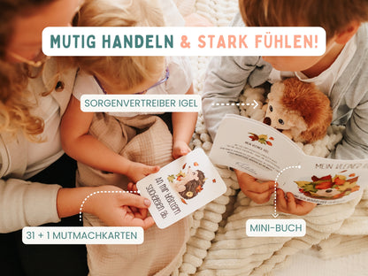 BESTSELLER BUNDLE . Sorgenfresser-Igel-Set + 31 Mutmachkarten "Schatzkiste"