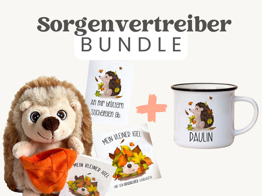 SORGENVERTREIBER BUNDLE . Igel-Set & personalisierte Tasse