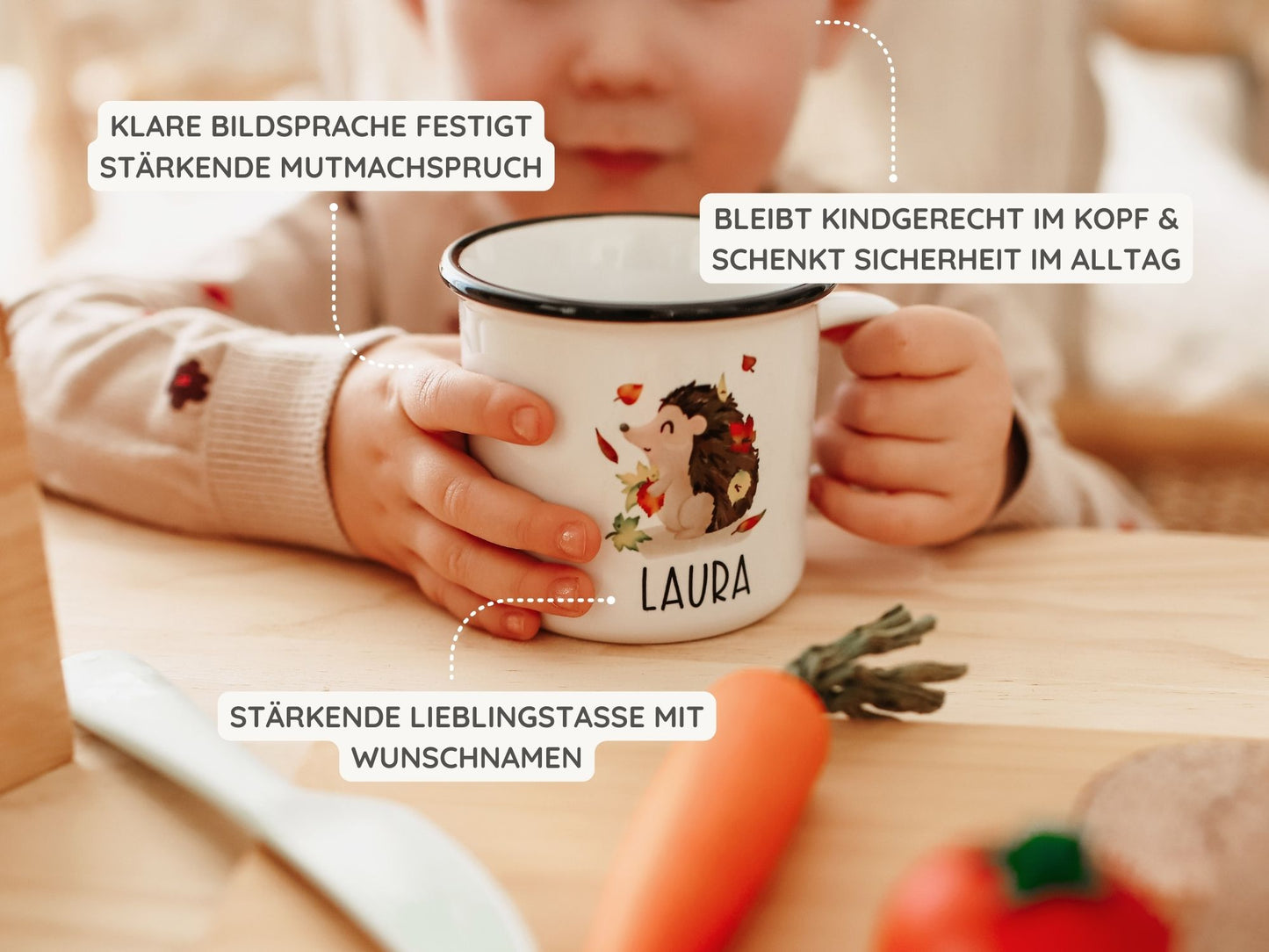 SPARER BUNDLE . Igel-Set, 31 Mutmachkarten "Schatzkiste" & personalisierte Tasse