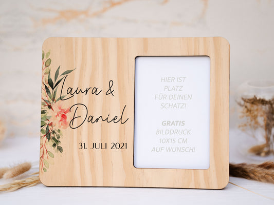 Holzbilderrahmen personalisiert - Hochzeit