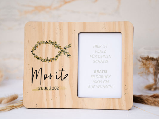 Holzbilderrahmen personalisiert - Taufe