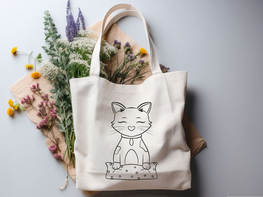 Stoffbeutel zum Ausmalen - Katze
