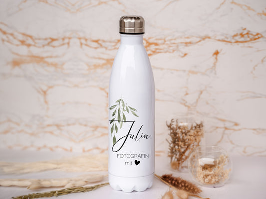 Thermoflasche personalisiert - Blätterranke