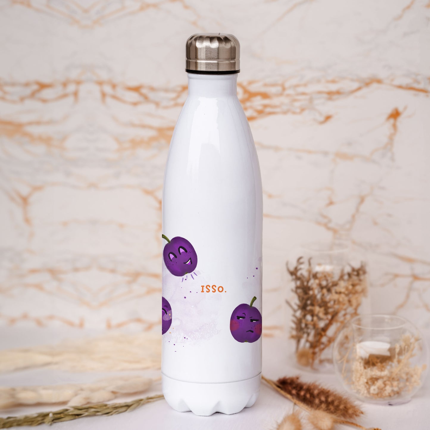 Edelstahl Trinkflasche mit Gefühlsposter & Antistressball