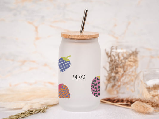 Trinkglas personalisiert - Erdbeeren