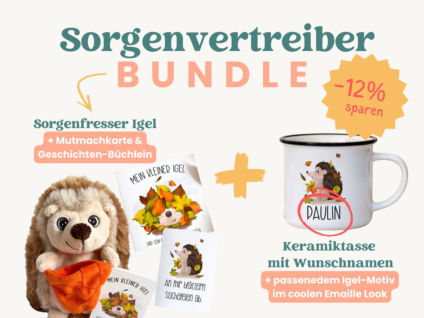 SORGENVERTREIBER BUNDLE mit dem Igel-Set & personalisierter Tasse