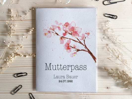 Mutterpasshülle - personalisiert Kirschblüte