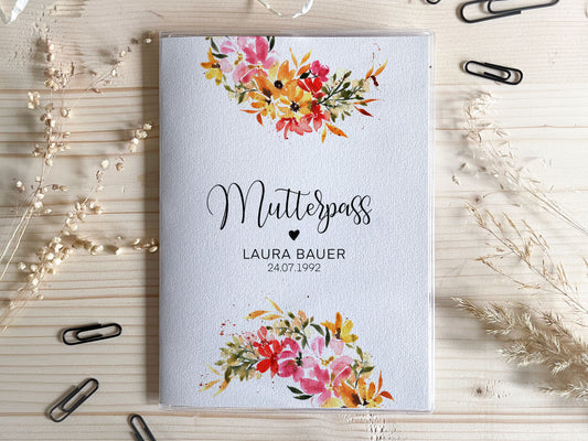 Mutterpasshülle - personalisiert Blumen