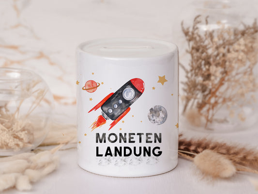 Spardose personalisiert - Weltraum "Monetenflug"