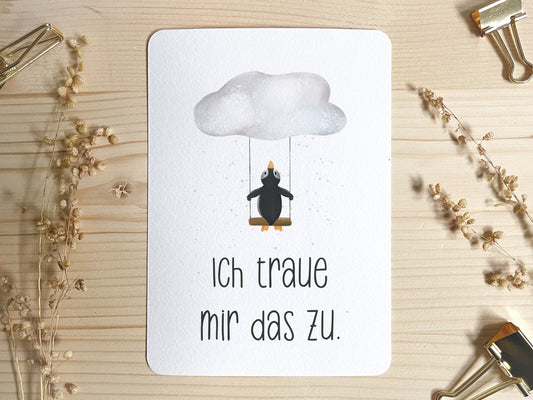 Affirmationskarte für Kinder - Pinguin