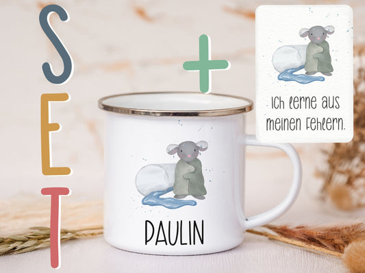 Emaille Tasse personalisiert - Maus