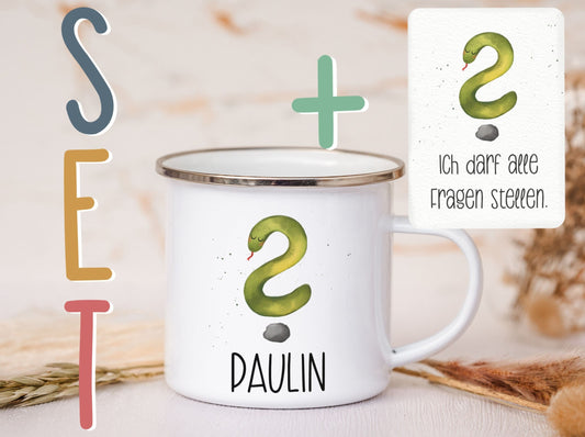 Emaille Tasse personalisiert - Schlange