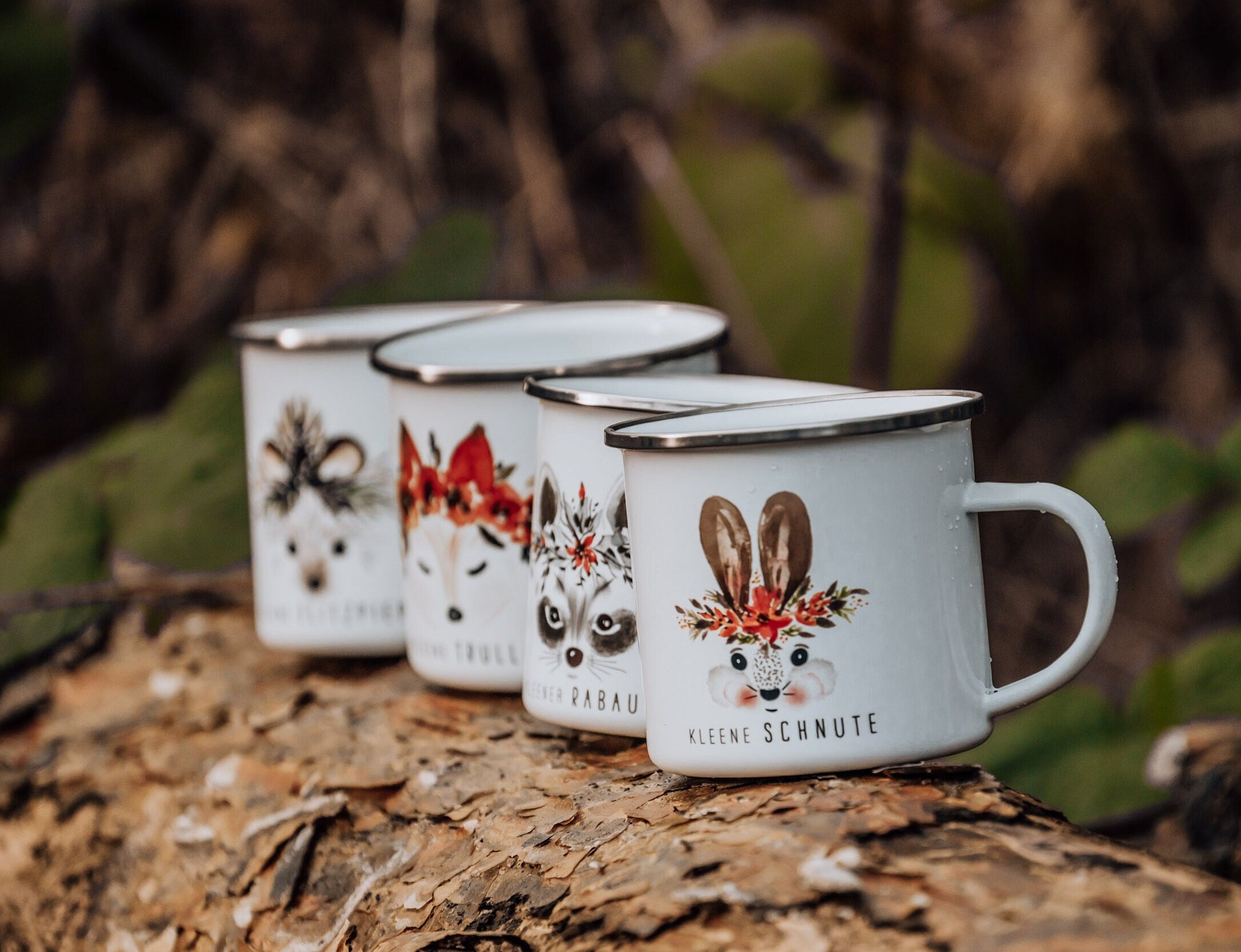 Emaille Tasse personalisiert - Hase "kleene Schnute"